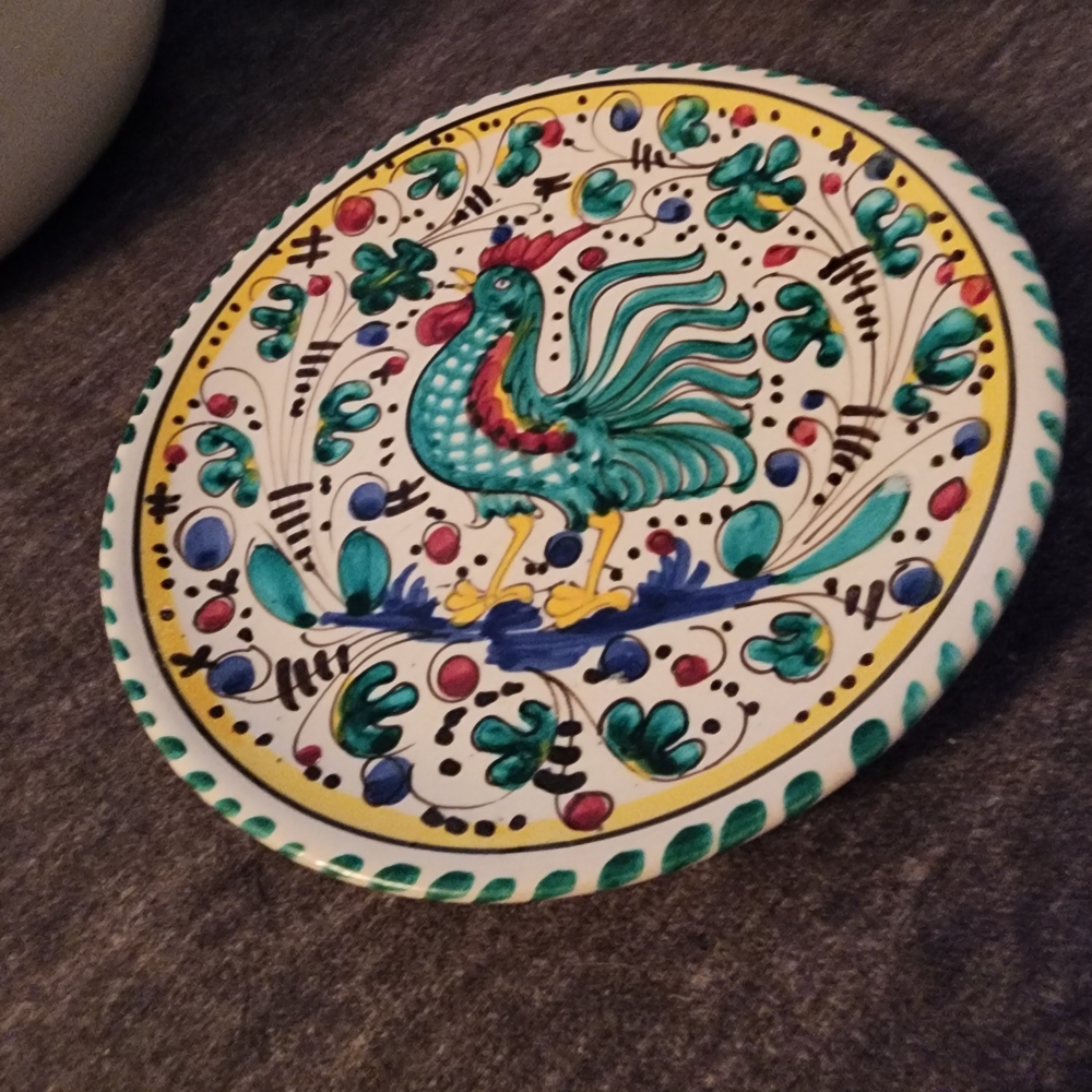 Ceramic Rooster Decorative Plate/Spoonrest/Trivet PORTUGAL Colorful HANDPAINTED